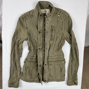 Lucky Brand Military Jacket Women’s Small Olive Green Utility Field Jacket Zip